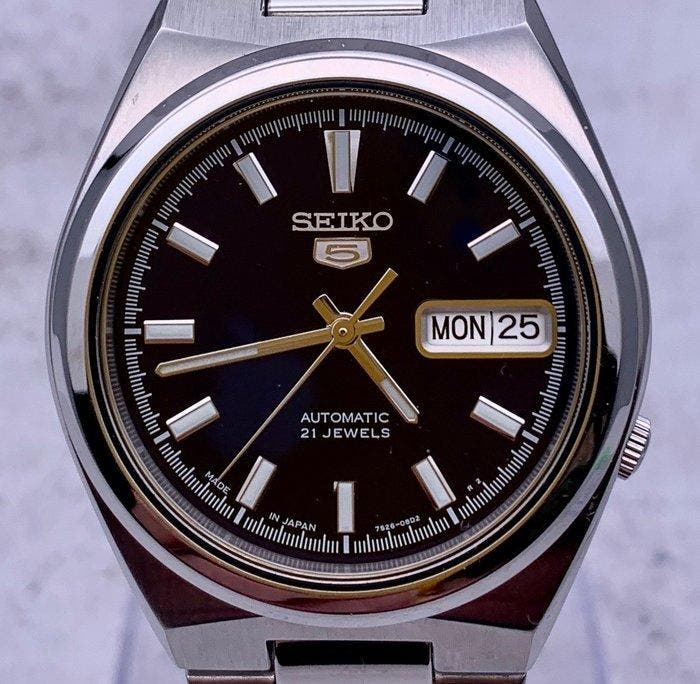Seiko - Seiko 5 Automatic Day-Date - Sans prix de réserve -, Handtassen en Accessoires, Horloges | Antiek
