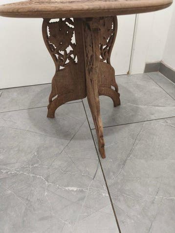 Bijzettafel - Hout - India handgesneden tafel