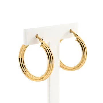 Gouden oorringen Ø 25,2 (Oorbellen), Handtassen en Accessoires, Oorbellen, Ophalen of Verzenden, Gebruikt, Goud, Goud