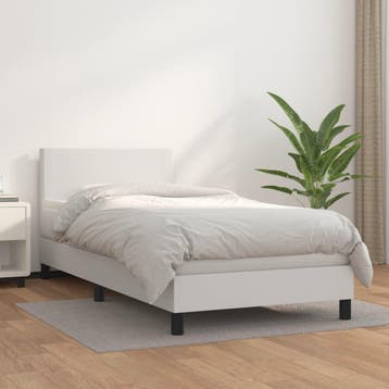 vidaXL Boxspring met matras kunstleer wit 90x200 cm, Verzenden, Nieuw