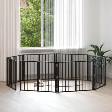 vidaXL Hondendeur 8 pcs Zwart 80 x 60 cm Gegevens staal, Verzenden, Nieuw