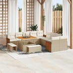 vidaXL Tuinbank Set met kussen 17 pcs Beige en Crème poly, Jardin & Terrasse, Verzenden