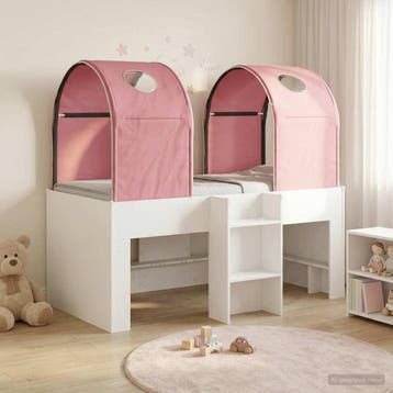 vidaXL Bed met Tunnel 3 st Wit en Roze Bewerkt hout, Verzenden