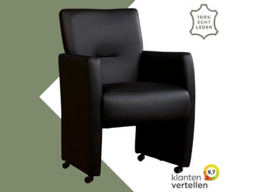 Leren eetkamerstoel Pleasure - Massif Nero (zwart) - Met, Huis en Inrichting, Stoelen, Eigentijds, Modern, Zwart, Nieuw, Leer
