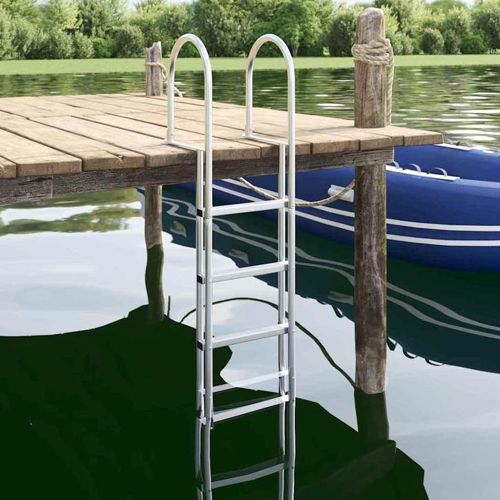 vidaXL 4-treden steigerladder Zilver 45 ×11,5 ×162 cm, Watersport en Boten, Bootonderdelen, Nieuw, Verzenden
