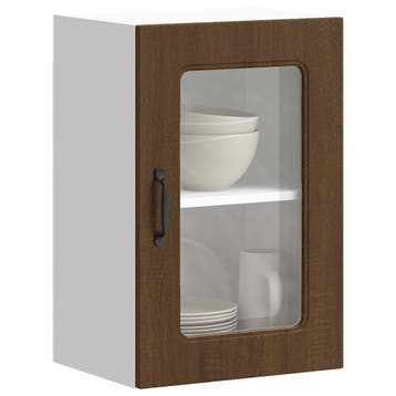 vidaXL Keukenbovenkast met glazen deur bewerkt hout bruin, Verzenden, Nieuw