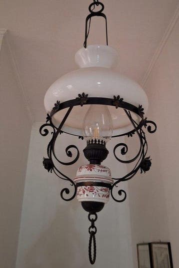 Lustre - Verre, Métal, Porcelaine, Fer, Antiek en Kunst