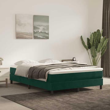 vidaXL Boxspring bed 140x200 cm fluweel donkergroen, Verzenden, Nieuw