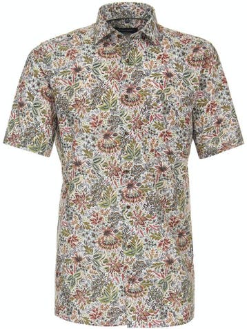 Casa Moda Gebloemd Korte Mouw Overhemd 834064400-300 Groen, Verzenden