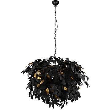 Trion Lovy LED Kroonluchter - Zwarte LED Hanglamp met Gouden, Verzenden, Nieuw