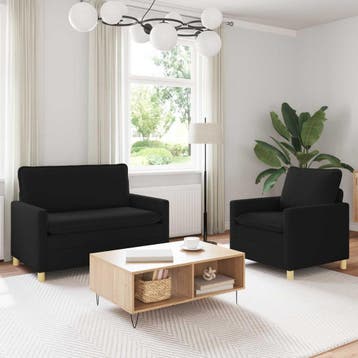 vidaXL bank / zetelstel 2 st Zwart Stof, Huis en Inrichting, Zetels | Zetels, Verzenden, Nieuw