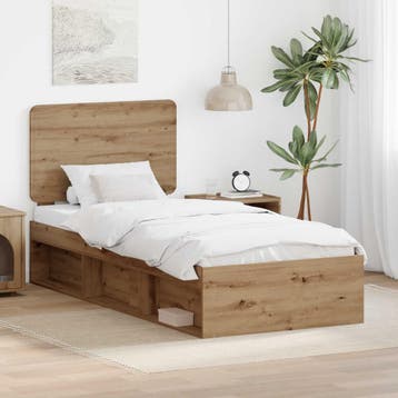 vidaXL Bedframe Ambachtelijk Eiken 100 x 200 cm Massief, Verzenden, Nieuw