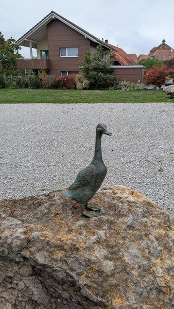 Figuur - Bronze Lauf Ente Gartenfigur Vintage Garten