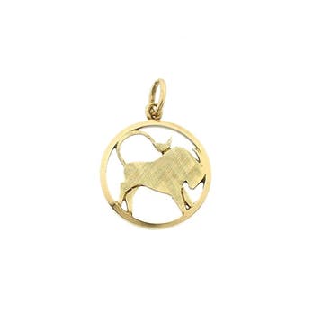 Gouden sterrenbeeld hanger; Stier (Hanger of bedel), Handtassen en Accessoires, Bedels, Ophalen of Verzenden, Gebruikt, Goud, Overige merken