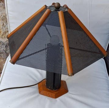 Tafellamp - Hout, Metaal, Messing - Design van de jaren