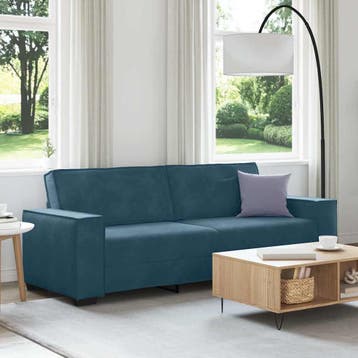 vidaXL Driezitsbank / zetel 220x78x84 cm fluweel blauw, Verzenden