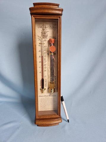 Weerstation - Hout - Stormglas barometer, Antiek en Kunst