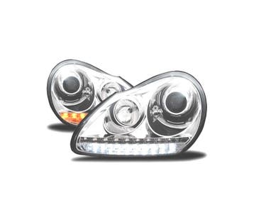 PHARES POUR PORSCHE CAYENNE 03-07 XENON DAYLIGHT FOND CHROMÉ, Autos : Pièces & Accessoires, Verzenden