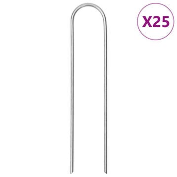 vidaXL Grondharingen 25 st U-vormig 15x3,5 cm gegalvaniseerd, Caravans en Kamperen, Tentaccessoires, Verzenden, Nieuw