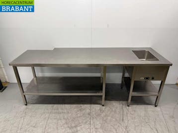 Table de travail en acier inoxydable avec bain-marie, Verzenden