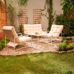 Salon de jardin premium avec coussins - crème - 4 pièces, Verzenden
