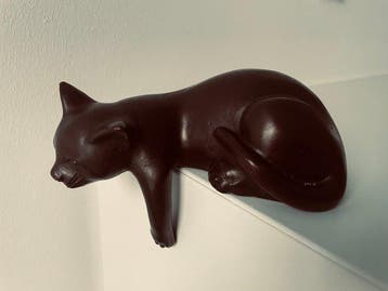 sculptuur, Cat resting - 15 cm - Brons