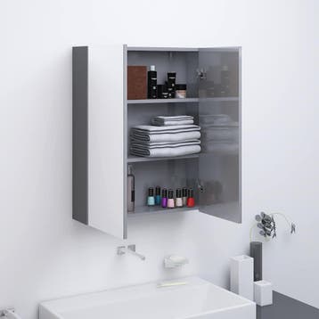 vidaXL Badkamerkast met spiegel 60x15x75 cm MDF glanzend, Verzenden, Nieuw