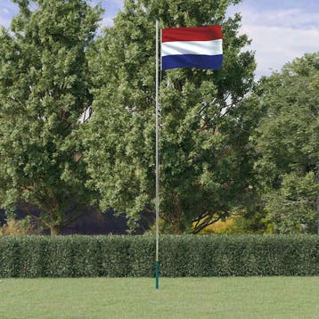 vidaXL Vlag met vlaggenmast Nederland 6,08 m aluminium, Verzenden, Nieuw