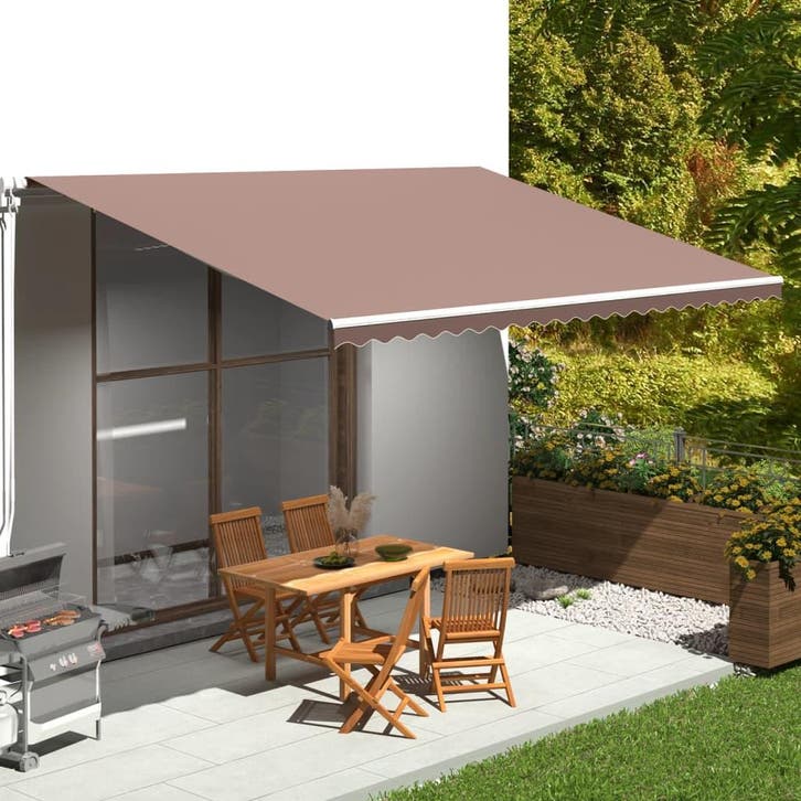vidaXL Vervangingsdoek voor luifel 5x3,5 m polyester bruin, Jardin & Terrasse, Protection solaire, Envoi