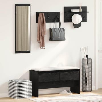 vidaXL Halmeubelset 4 st Zwart Eiken 90 x 31 x 46,5 cm, Verzenden