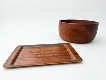 Dienblad - Teak - Teak dienblad en bowl