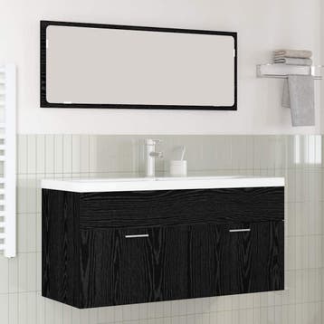 vidaXL Badkamerkast Zwart Eiken 100 x 38,5 x 46 cm Bewerkt, Huis en Inrichting, Verzenden, Nieuw