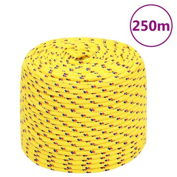 vidaXL Boottouw 8 mm 250 m polypropyleen geel, Verzenden, Nieuw