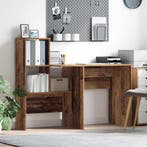vidaXL Bureau met plank Oud Hout 131,5 x 50 x 106,5 cm, Verzenden