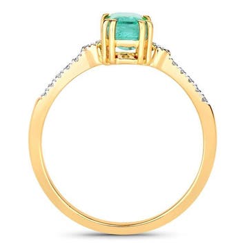 Ring - 14 karaat Geel goud - 1.31ct. tw. Smaragd - Diamant -, Nieuw