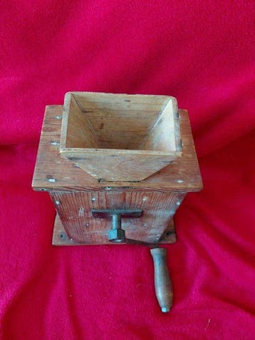 Moulin à café - Bois, Métal - Ancien moulin à grains en bois