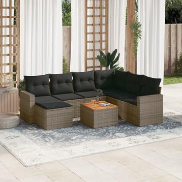 vidaXL Patio Sofa Set 8-zits Grey and Dark Grey, Verzenden