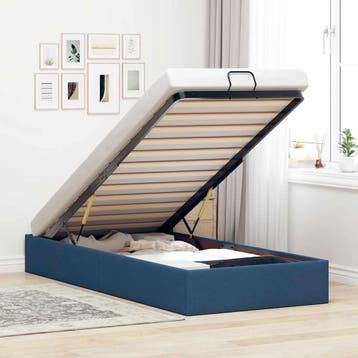 vidaXL Bedframe zonder matras 90x190 cm stof blauw, Verzenden