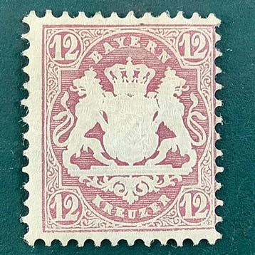 Beieren 1870 - 12 Kreuzer Wapenschild met goede watermerk, Gestempeld