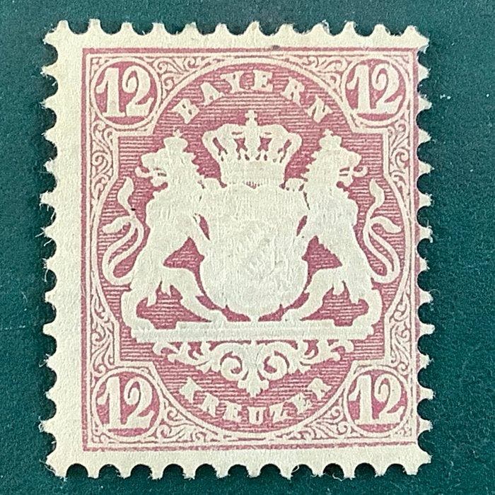 Beieren 1870 - 12 Kreuzer Wapenschild met goede watermerk, Postzegels en Munten, Postzegels | Europa | Duitsland