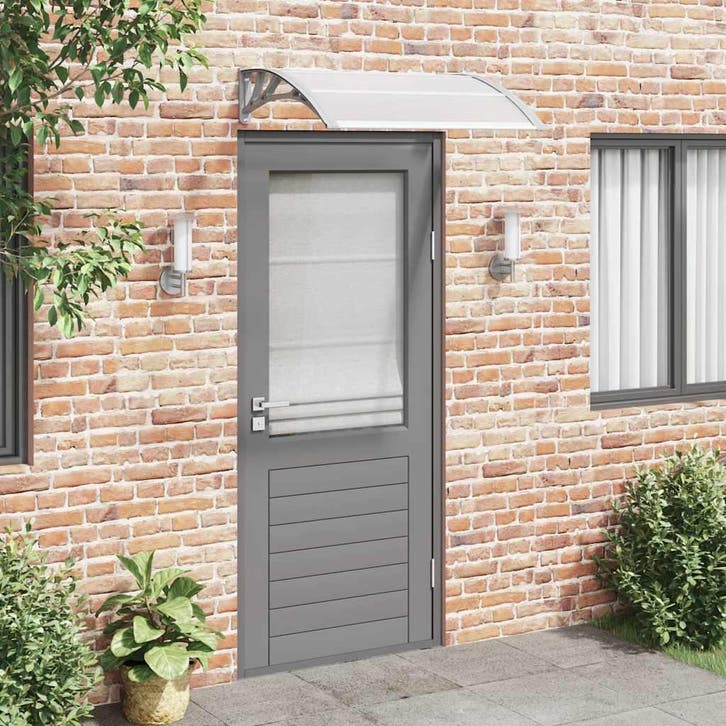 vidaXL Deurluifel Grijs en Transparant 100x75 cm, Jardin & Terrasse, Protection solaire, Envoi