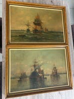 J.Mourin (XX) - Schepen op zee, Antiek en Kunst