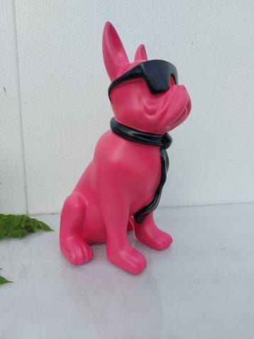 Beeld, French bulldog with tie and sunglasses - 40 cm -