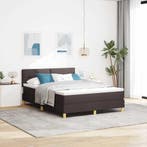 vidaXL LED Box Spring Bed met kussen Donkerbruin 140 x 200, Verzenden