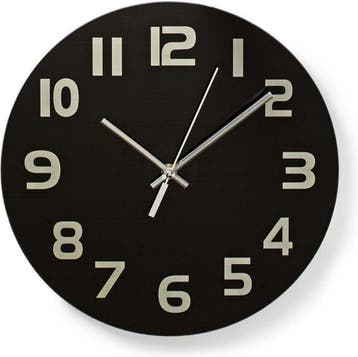 Nedis Wandklok - Diameter: 300 mm - Glas - Zwart, Verzenden, Nieuw