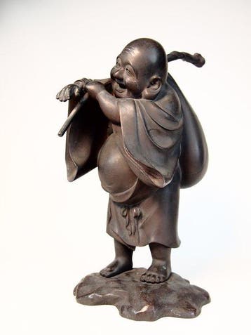 Hotei  Een van de Zeven Geluksgoden - Brons - Morimitsu