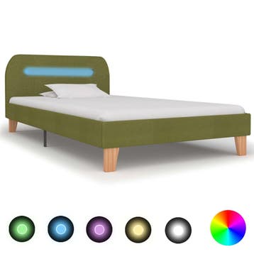 vidaXL Bedframe met LED stof groen 90x200 cm, Verzenden
