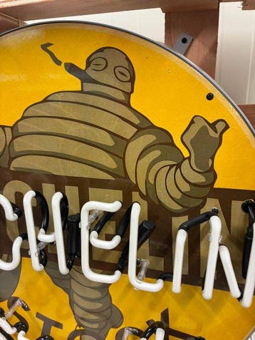 Michelin Bibendum – Panneau néon décoratif – Rond – 60 cm -