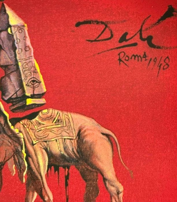Salvador Dalí (after) - “Les Elephants, 1948”. Gesigneerd en, Antiek en Kunst, Kunst | Tekeningen en Fotografie