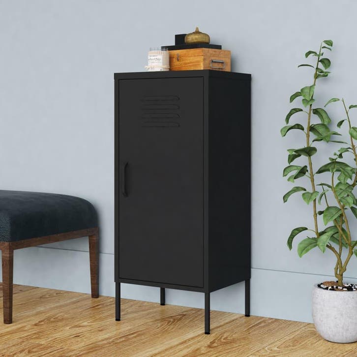 vidaXL Opbergkast 42,5x35x101,5 cm staal zwart, Huis en Inrichting, Kasten | Overige, Nieuw, Verzenden